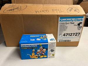 MSRP $400  10 New In Package Medical Grade Kimberly Clark&nbspChilds Face Mask With Disney Characters Ages 4-12, Disney - Earloop Style, 75Box Soft