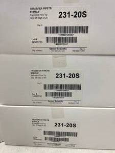 MSRP $2200  6 Boxes&nbspThermo Samco 231-20S Fine Tip Transfer Pipette Sterile 1mL Draw, 1.7mL Vol 500Box&nbsp