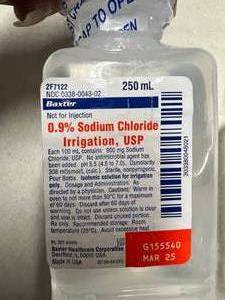 Large Lot Of Baxter Irrigation Solution Bottles 0.9% Sodium Chloride 250mL Expiration 325