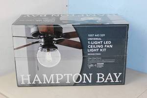 lot 3 image: NEW - Hampton Bay Universal Bronze Ceiling Fan LED Light Kit MSRP $61.97