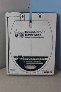 lot 21 image: NEW - KOHLER Brevia Quiet-Close Round Closed Front Toilet Seat in Biscuit