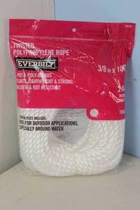 lot 119 image: NEW - Everbilt 38 in. x 100 ft. White Twisted Polypropylene Rope