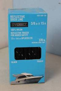 lot 29 image: NEW - Everbilt 38 in. x 15 ft. Reflective Dock Line Double Braid Nylon Rope, Black