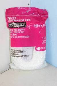 lot 36 image: NEW - Everbilt 14 in. x 100 ft. White Twisted Polypropylene Rope