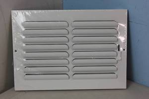 lot 114 image: NEW - Accord Ventilation ABSWWH1C126 White Steel SidewallCeiling Register (Duct Opening 12-in x 6-in Outside 13.72-in x 7.76-in)
