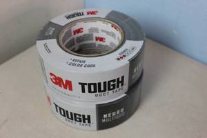 lot 141 image: NEW - 2 Rolls 3M Tough Duct Tape Black Multi-Use 1.88 x 55yd