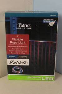 lot 196 image: NEW - 12 Plug-in Integrated LED Red White Blue Patriotic Neon Flexible Light Rope Linkable