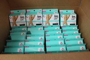 lot 278 image: 36 Packs of Leggs to Go Ultra Sheer Knee High Plus Off Black Sheer Toe