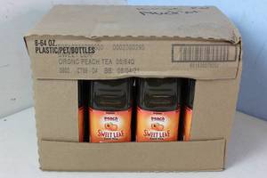 lot 334 image: Case of 8 x 64oz Peach Sweet Leaf Tea