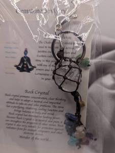 lot 606 image: Rock Crystal Gemstone Jewelry Keychain