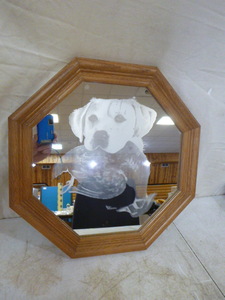 lot 101 image: D. Miller Stonebraker Etched DogBird Mirror