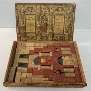 lot 11 image: 1880 German Richters Anchor Box Building Stones Toy Box Is 11 14 x 8