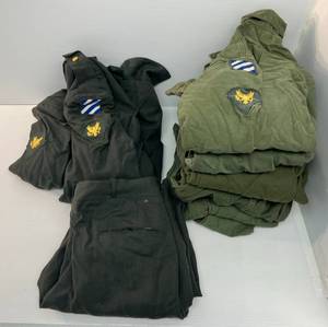lot 16 image: Large Group Of Vintage Military Clothing Some Have Patches (Rips And Tears Present)