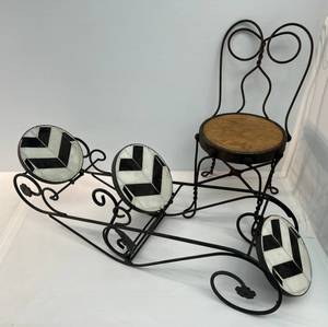 lot 42 image: Metal Plant Stand And Miniature Metal Ice Cream Parlor Chair