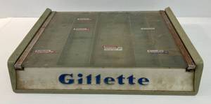 lot 68 image: Vintage Gillette Razors Store Display Shelf Cabinet (RARE) Great Display Piece 17 34 x 13 12