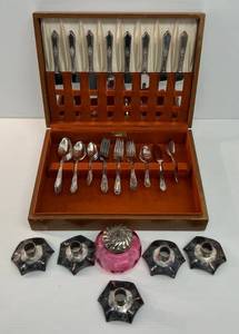 lot 69 image: Group Of Vintage Items Including R. & B. Silverplated Dinnerware, Candle Holder And More