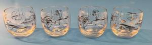 lot 125 image: Four Vintage Starkist Tuna Tell em Charlie Sent You  Glasses (Some Gold Worn Off)
