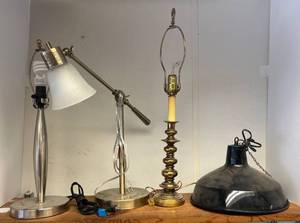 lot 160 image: Shelf Full Of Misc. Lamps Some Vintage