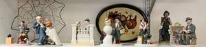 lot 166 image: Shelf Full Of Misc. Vintage Items Including Norman Rockwell Figurines