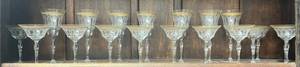 lot 185 image: Shelf Full Of Vintage Morgantown Glass Company Decorative Stemware