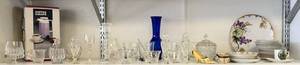 lot 193 image: Shelf Full Of Misc. Vintage Cut Glass Items And More