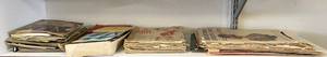 lot 205 image: Shelf Full Of Misc. Vintage Papers, Sewing Book And More