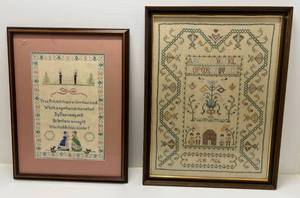 lot 230 image: Two Vintage Needlepoints 1 1940 23 x 18  1 1966 26 x 20