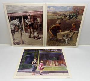 lot 282 image: 1993 Set Of Three Walter Haskel Hintons  John Deere Prints # 0121 2500