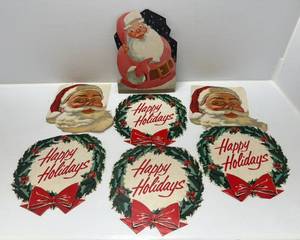 lot 285 image: Group Of Vintage Christmas Store Display Advertisement Prints