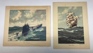 lot 286 image: 1943 Prints 1 Montaque Dawson 1 Gordon Grant (Both Stained )