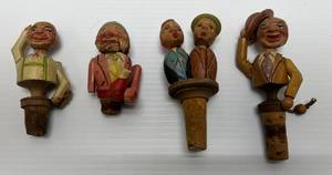 lot 288 image: Vintage Ornate Hand Carved Wooden Bottle Stoppers