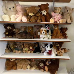 lot 299 image: Four Shelves Full Of Stuffed Animals Some Vintage.