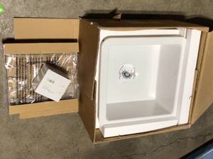 BOCCHI  Sotto Undermount Fireclay 18 in. Single Bowl Kitchen Sink with Bottom Grid and Strainer in White Customer returns Review all pictures