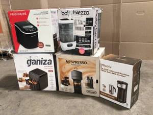 Mix lot of assorted Espresso, Ice maker, coffee maker, cooker Customer returns Review all pictures