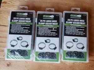 lot 81 image: Lot of 3 - 20 Piece Large Hose Clamp Assortment