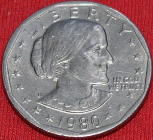 Lot of (3) 1979 P, 1980 D, 1980 P Susan B Anthony Dollar Coins Circulated