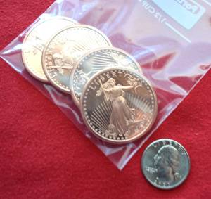 Lot of (4) Saints Copper Bullion Rounds BrilliantUncirculated (BU) .999 Fine 1 AV ounce (New, Undated)