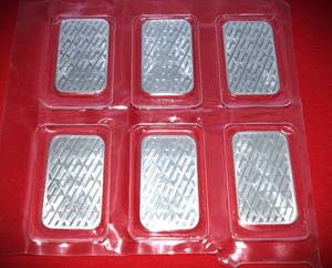 Lot of (6) Asahi Fine Silver Bullion Bar .999 1 Troy Ounce