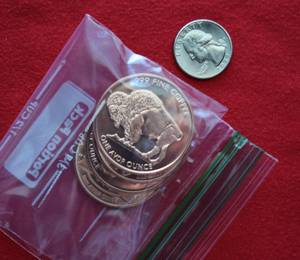 Lot of (4) Buffalo Copper Bullion Rounds BrilliantUncirculated (BU) .999 Fine 1 AV ounce (New, Undated)