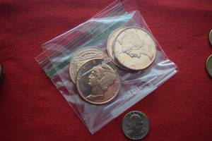 Lot of (4) Mercury Copper Bullion Rounds BrilliantUncirculated (BU) .999 Fine 1 AV ounce (New, Undated)