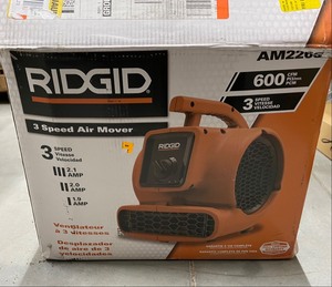 lot 7 image: New Ridgid 600 CFM 3-Speed Portable Blower Fan Air Mover