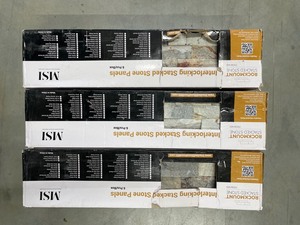 lot 42 image: 3 boxes MSI Sunset Silver Ledger Panel 6 in. x 24 in. Textured Quartz Wall Tile (6 sq. ft.Case)