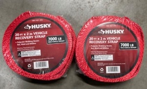 lot 51 image: Husky - 20ft x 2in Vehicle Recovery Straps (2-Pack)