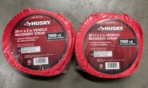 lot 52 image: Husky - 20ft x 2in Vehicle Recovery Straps (2-Pack)
