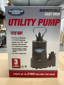 lot 140 image: New Superior Pump 13 HP Submersible Cast Iron Utility Pump