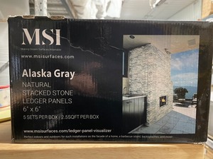 lot 143 image: 1 box MSI Alaska Gray Ledger Corner 6 in. x 6 in. Textured Marble Stone Look Wall Tile (2.5 sq. ft.Case)