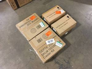 lot 13 image: Husky  5 in. Caster Kit for Ready-to-Assemble Steel Garage Base Cabinets Customer returns Review all pictures