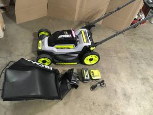 lot 36 image: RYOBI  40V HP Brushless 20 in. Cordless Battery Walk Behind Push Mower with 6.0 Ah Battery and Charger Customer returns Review all pictures