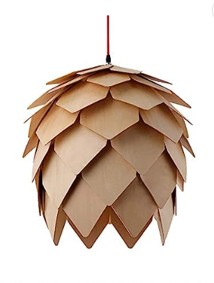 lot 32 image: Wood Pine Cone Shape Hanging Pendant Lamp E26