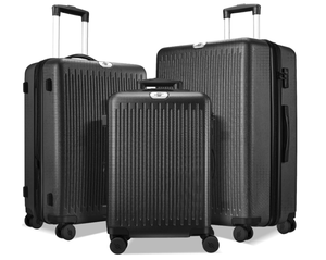 lot 1 image: Suitor 3 Piece Luggage Sets Expandable 202428 inch Hard Case Suitcase, Black